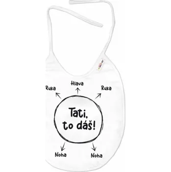 Bryndák Nepromokavý bryndáček, 24 x 27 cm - Tati, to dáš!, bílý