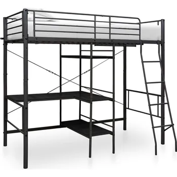 Postel vidaXL Rám poschoďové postele se stolem kov 90 x 200 cm [287906] Barva: Černá