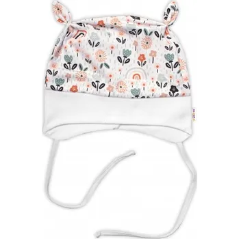 Kojenecká čepice Baby Nellys Kojenecká čepička uzlíček na zavazování - Palouček, bílá, vel. 68/74
