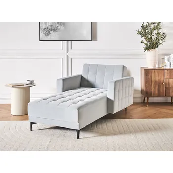 Křeslo Lenoška světle šedá sametové čalounění se sklopným opěradlem černé nohy boční područky moderní styl obývací pokoj Beliani