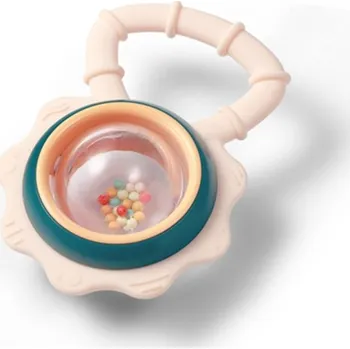 Chrastítko, kousátko pro miminko s kuličkama, Kytička - pastel