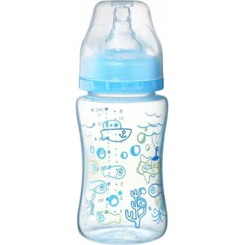 Lahvička pro miminko, antikoloková se širokým hrdlem BabyOno - modrá