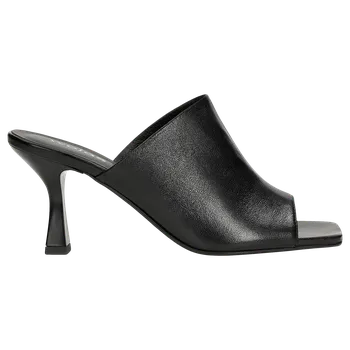 Dámské žabky Černé Pantofle Na Podpatku Z Licové Kůže Wojas 7412051 40