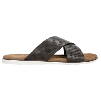 Pánské žabky Tmavě Hnědé Pánské Žabky Z Perforované Kůže Wojas 3201452 40