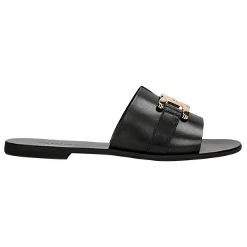 Dámské žabky Černé Pantofle Z Lícové Kůže Se Zlatou Ozdobou Wojas 7412151 40