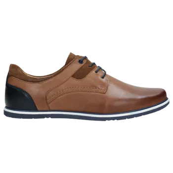 Pánské polobotky Hnědo-Modré Pánské Kožené Boty V Námořnickém Stylu Wojas 1002773 45