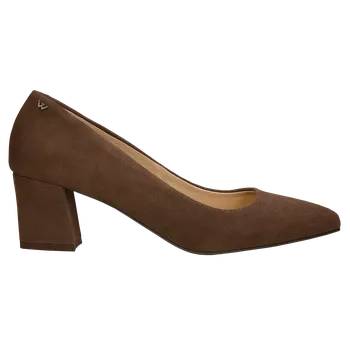 Dámské lodičky Hnědé Semišové Lodičky Na Širokém Podpatku Wojas 929662 39,5