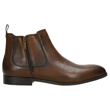 Pánské polobotky Hnědé Pánské Kožené Kotníkové Boty Na Zip Wojas 2003053 42