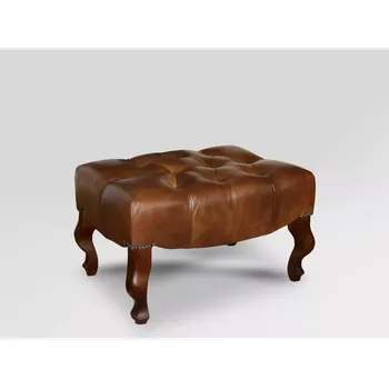 Taburet ASKONT Chesterfield Windsor Kožený taburet Puncovaný / bez puncování