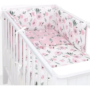 Dětský pokoj Mantinel s povlečením do postýlky, 3D sada Bavlna, Růže, pudrová/ecru