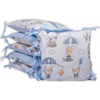 Příslušenství pro dětskou postel a kolébku Baby Nellys Bavlněný polštářkový mantinel, Létající zvířátka, modrý