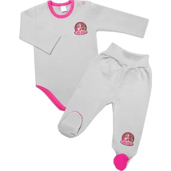 Kojenecký body 2-dílná sada G-baby body dl. rukáv + polodupačky Pony Farm, šedá, vel. 68