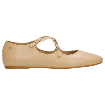 Dámské polobotky Béžové Kožené Balerínky S Křížícími Se Pásky Wojas 4405954 37