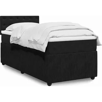 Postel vidaXL Box spring postel s matrací 90x190 cm samet [3287618] Barva: Černá