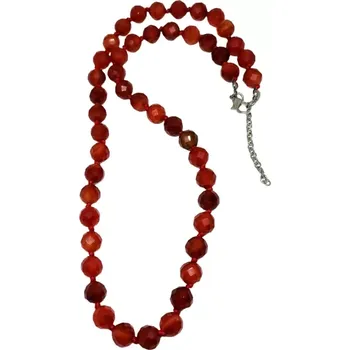 Náhrdelník Exkluzivní fazetovaný karneolový náhrdelník 8 mm – zapínání z chirurgické oceli
