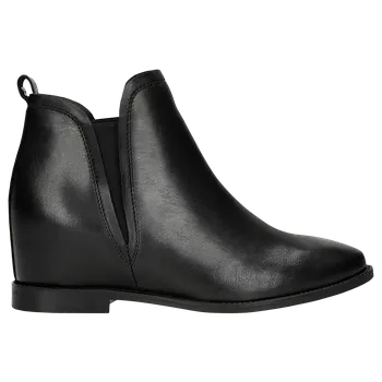 Dámské polobotky Černé Kožené Kotníkové Boty Na Klínku Wojas 5526151 38