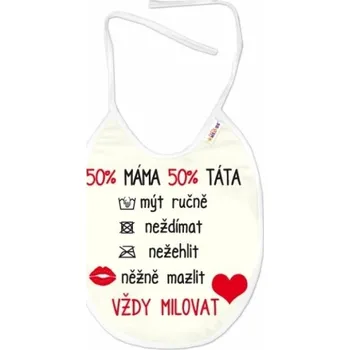 Nepromokavý bryndáček, 24 x 27 cm - Vždy milovat - smetanový