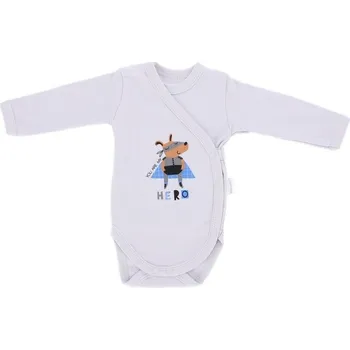 Kojenecký body Kojenecké body, dlouhý rukáv Mamatti, zap. bokem, Hero, šedé