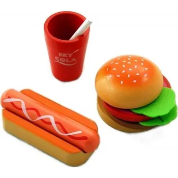 Dřevěná hračka Lelin Dřevěná hračka - Fast food sada
