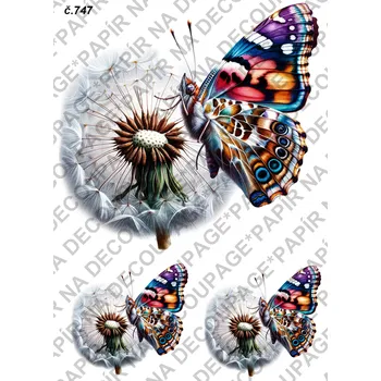 Umělecký papír Rýžový a soft papír na decoupage - Motýli - KB0747 Materiál: Soft, Rozměr: A4