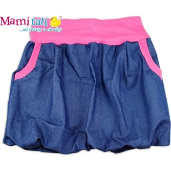 Dámská sukně Mamitati Balónová sukně NELLY - jeans denim granát/ růžové lemy,vel. XL/XXL