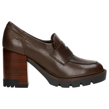 Dámské polobotky Hnědé Kožené Dámské Mokasíny Na Podpatku Wojas 4623952 38
