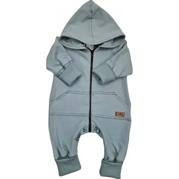 Dětský overall Dětský teplákový overal s prodlouženými náplety, tm. mátová, vel. 68
