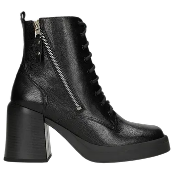 Dámské polobotky Černé Kožené Kotníkové Boty Na Podpatku Wojas 6412551 38