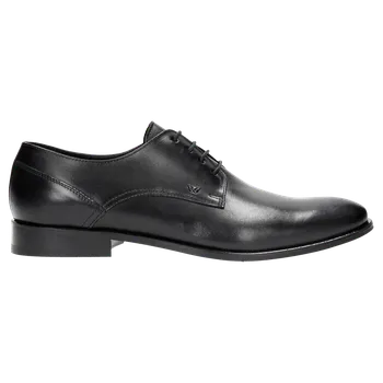 Pánské polobotky Černé Pánské Kožené Boty V Jednoduchém Stylu Wojas 703051 40