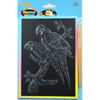 vyškrabávací obrázek Škrabací obrázek, duhový, PAPOUŠEK, A5, 1 bal.