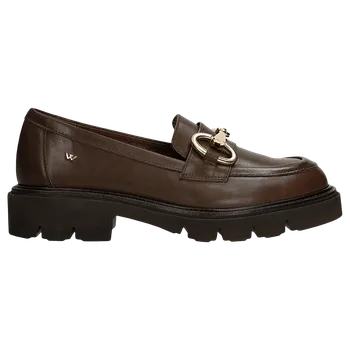 Dámské polobotky Hnědé Kožené Dámské Mokasíny Se Zlatou Ozdobou Wojas 4626452 41