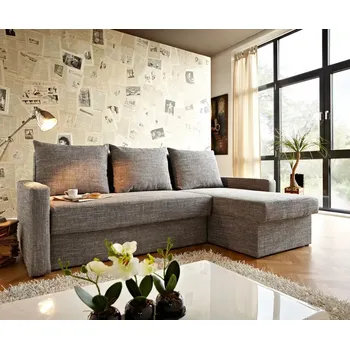 Sedací souprava ASKONT Asia šedá Rohová rozkládací sedací souprava