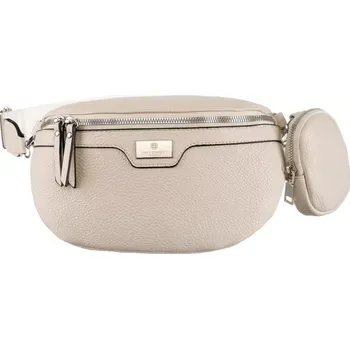 Kabelka Bílá crossbody ledvinka ALE-8W (Elegantní dámská crossbody ledvinka přes rameno v bílém provedení + malá klíčenka/peněženka)