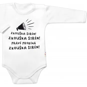 Kojenecký body Body dlouhý rukáv Zkouška sirén, Baby Nellys, bílé, vel. 74