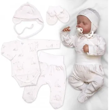 Kojenecká souprava Sada oblečení pro miminko, 4D, bavlna, Husičky, smetanové, vel. 68