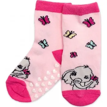 Dětské ponožky s ABS Slůně - růžové, vel. 27/30