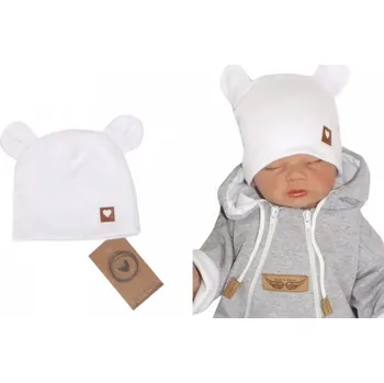 Kojenecký body Z&Z Dvouvrstvá bavlněná čepička LOVE TEDDY, bílá, vel. 68/74