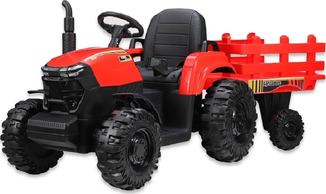Traktor Agricultur farm s vlekem, ovládáním 2,4G, baterie 24V/7Ah, motory 2x200W, červený