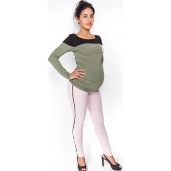 Be MaaMaa Těhotenské kalhoty s lampasem - sv. růžové, vel. M