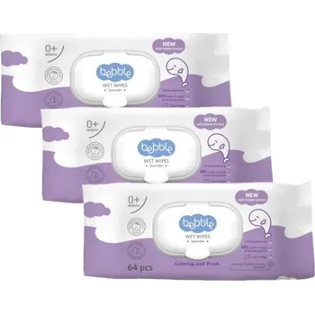 Vlhčený ubrousek Výhodné balení - Vlhčené čistící ubrousky s levandulí - 3x - 64 ks