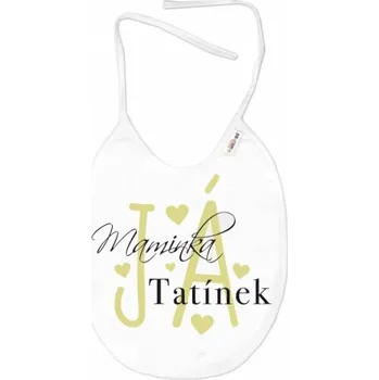 Bryndák Nepromokavý bryndáček, 24 x 27 cm - Maminka, Tatínek, JÁ, Baby Nellys - bílý