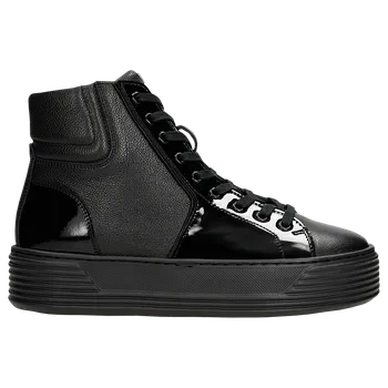 Dámské polobotky Černé Tenisky Na Vysoké Podrážce S Lakovanými Prvky Wojas 6413271 40