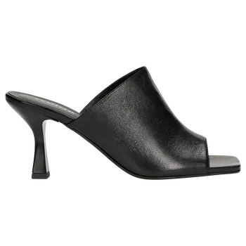 Dámské žabky Černé Pantofle Na Podpatku Z Licové Kůže Wojas 7412051 39