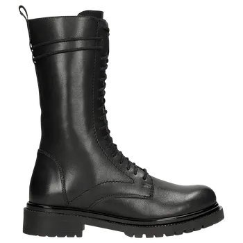 Dámské polobotky Černé Kožené Biker Boty Na Zip Wojas 6413051 38