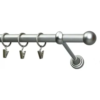 Garnýž iron jednotyč komplet-KOULE Barva: chrom mat, Délka: 120 cm, typ kroužků: bez kroužků