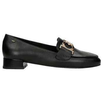 Dámské polobotky Černé Mokasíny Z Hladké Kůže Se Zlatou Ozdobou Wojas 4632051 39