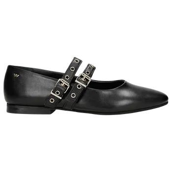 Dámské polobotky Kožené Černé Balerínky Se Dvěma Pásky Na Podrážce Wojas 4404351 39