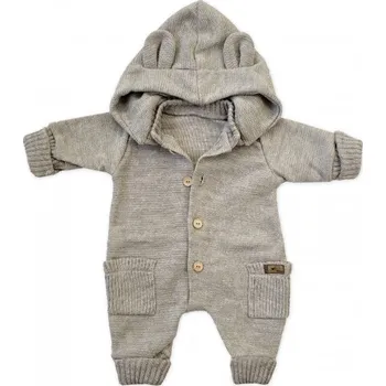 Kojenecký overall Dětský pletený overálek s odepínací kapucí - oříškový, 68/74