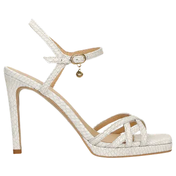 Dámské sandále Béžové Sandály Na Vysokém Podpatku S Tłoczeným Vzorem Wojas 7617754 36