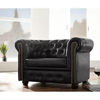 Křeslo Askont Chesterfield Bis: Křeslo 1M Antik Black s puncy